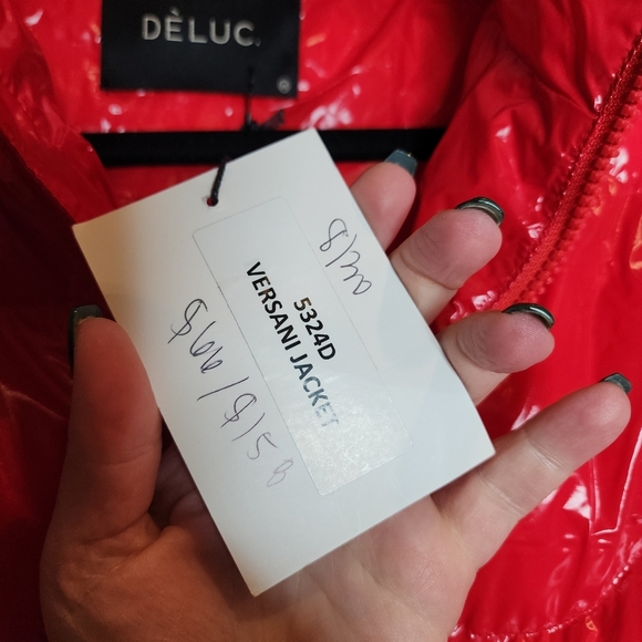 NWT DELUC Versani Shiny Red Puffer Zip Jacket Nylon Size XS - Picture 16 of 16